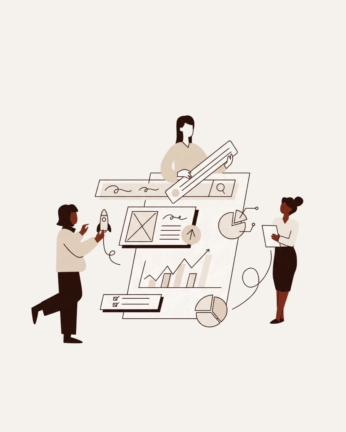 Illustration: Ein Team baut gemeinsam eine Website